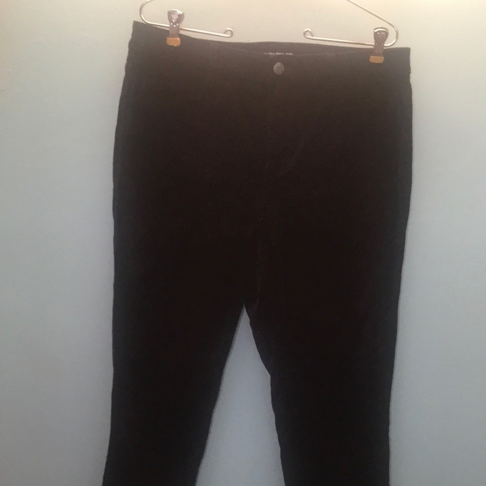 Purple velvet straight leg jeans. Lands End